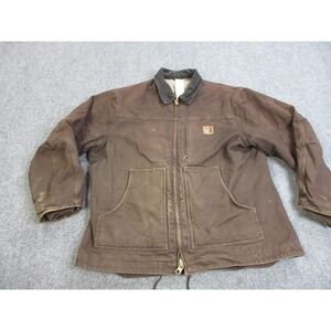VTG Carhartt Detroit Jacket Mens Large Brown C61‎ Sherpa Lined Work Chore Coat